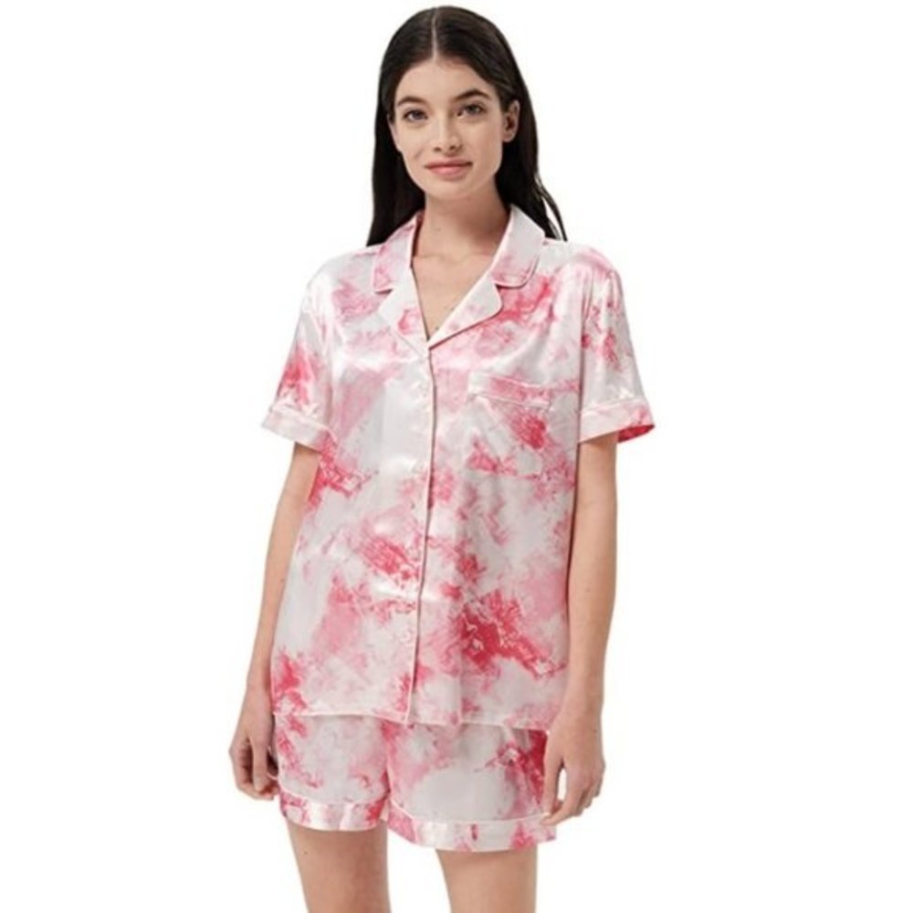 New Pink Satin Silk-Like Pajama Set​